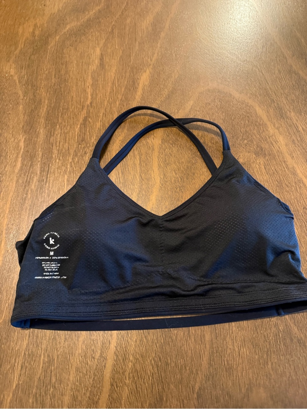 Kamo Fitness Black V-Neck Strappy Bralette - Women Intimates